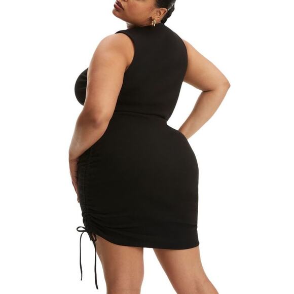 NWT Good American Ruched Mini Tank Dress in Black, Size Medium - Picture 3 of 8